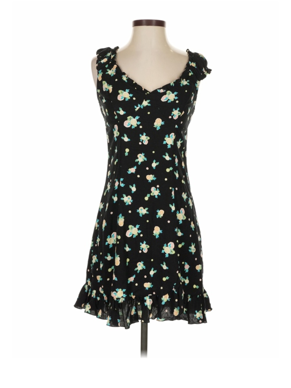 Like a lady Black Floral Ruffle-Sleeve Dress
